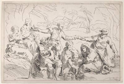 A Party Eating Outdoors, 18th century by Anne Claude Philippe de Caylus