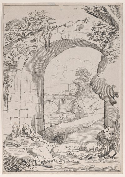 Landscape with Bridge by Anne Claude Philippe de Caylus