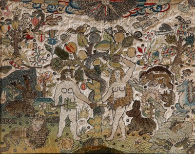 A Needlework Picture Depicting Adam and Eve by Anne Ellys