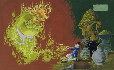 Aladdin, illustration from Deans Gold Medal Book of Fairy Tales Number 2, pub. by Dean & Sons Ltd., 1965 by Anne Grahame Johnstone