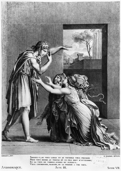 Andromache at the feet of Pyrrhus, illustration from Act III Scene 7 of 