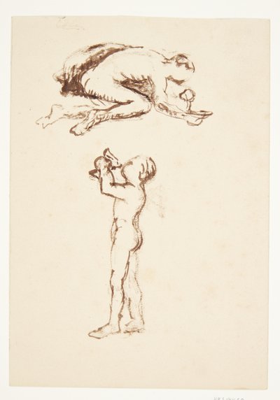 Study Sheet with Kneeling Man and Standing Boy by Anne Marie Carl Nielsen