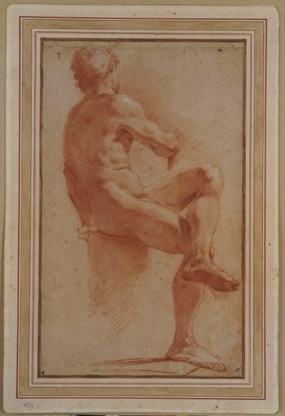 A Male Nude Seated with his Back Turned by Annibale Carracci
