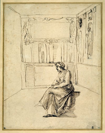 A woman seated in a room by Annibale Carracci