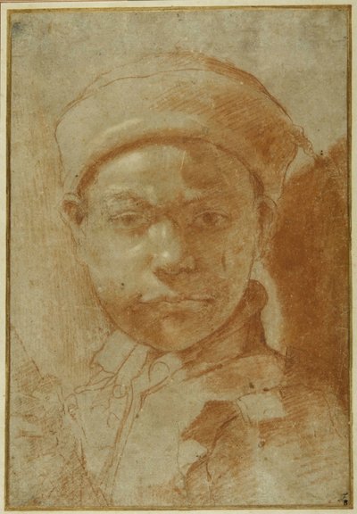 Portrait of a Youth, Bust-Length, Wearing a Round Cap by Annibale Carracci