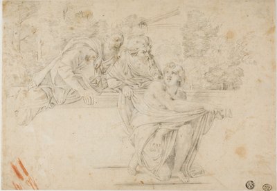Susanna and the Elders (recto); Profile Head of Woman (verso) by Annibale Carracci