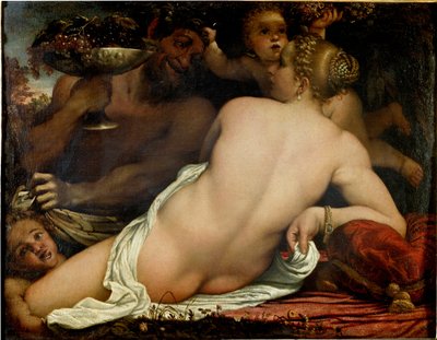 The Bacchante, Venus, Satyr and Two Cupids (detail) by Annibale Carracci