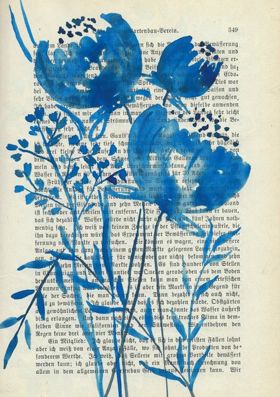 Blue Watercolor Botanicals by Annick