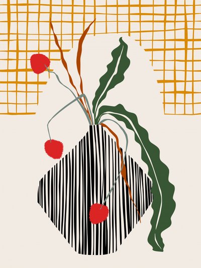 Striped Vase Red Berries by Annick