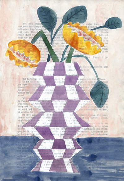 Vase with Golden Blooms by Annick
