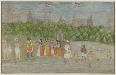 Krishna Dancing with the Gopis on the Banks of the Yamuna at Brindaban by Anonymous