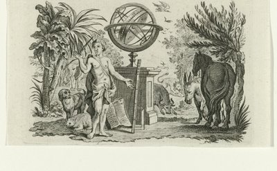 Adam as Scientist with Vignette Allegory on Natural Sciences by Anonymous