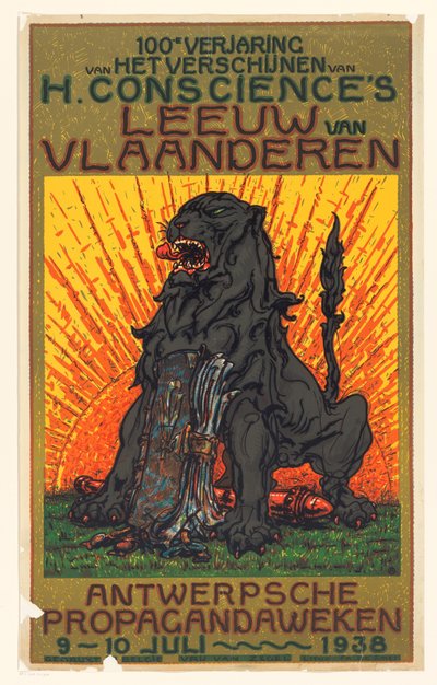 Poster for the Centenary of the Publication of The Lion of Flanders by Henri Conscience by Anonymous
