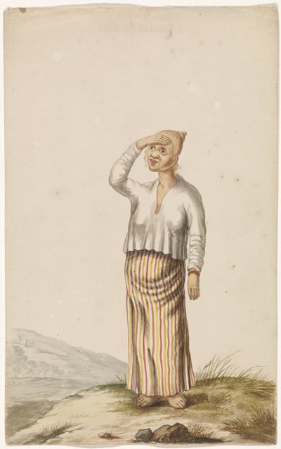 Albino Woman with Hand Over Eyes by Anonymous