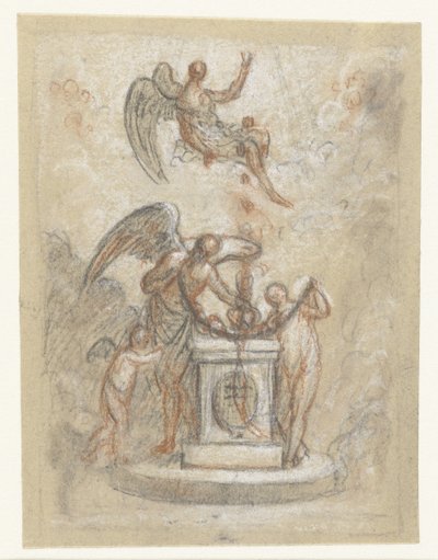 Allegorical Representation with Time and Other Figures Around Monument or Altar by Anonymous