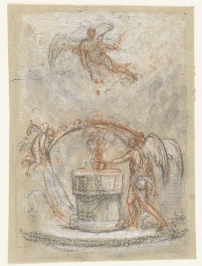Allegorical Scene with Figures around Monument or Altar by Anonymous