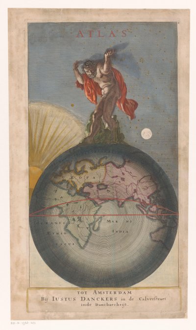 Atlas on Globe (Title Page for: Justus Danckerts, Atlas) by Anonymous