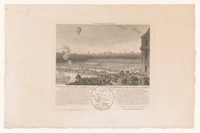 Balloon Flight by Messrs. Charles and Robert from Paris to Beaumont, Seen from the Tuileries, December 1, 1783 by Anonymous