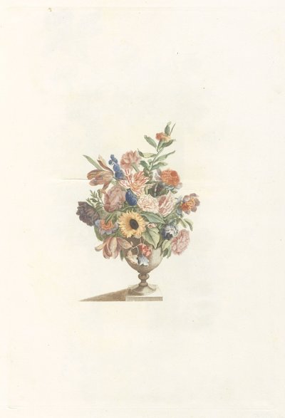 Flower Vase with Sunflower and Tulips by Anonymous