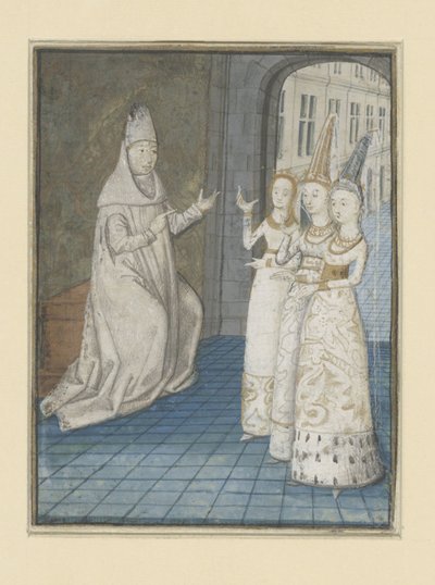 Boccaccio Receives Three Women (The Fates of Noble Men and Women) by Anonymous