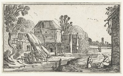 Farm and Barn on Stilts by Water by Anonymous