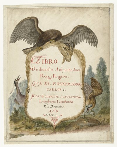 Cartouche Held by a Stone Eagle, Heron, and Bittern (Lombard Album) by Anonymous