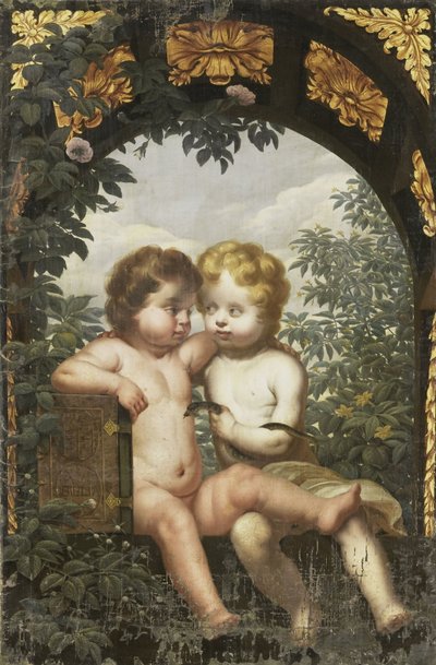 Christian Allegory with Two Children with a Bible and Snake by Anonymous