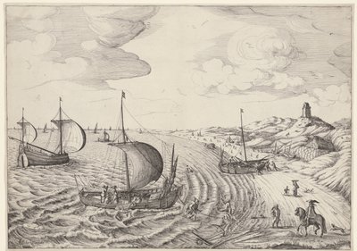 Coastal Landscape with Fishing Boats by Anonymous