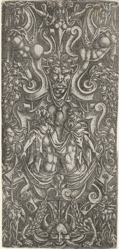 Construction of Cartouche with Two Men by Anonymous