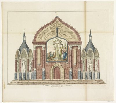 The Destruction of the Old Constitution, decoration at the Butter Market, 1795, Fifteen decorations at the Alliance Festival in Amsterdam in 1795 (series title) by Anonymous
