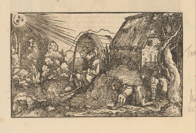 Diogenes in His Barrel and Two Crowned Young Men by Anonymous