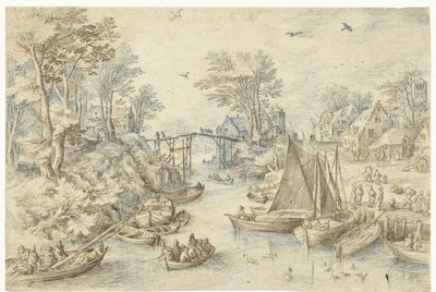 Village, Intersected by a Busy River by Anonymous
