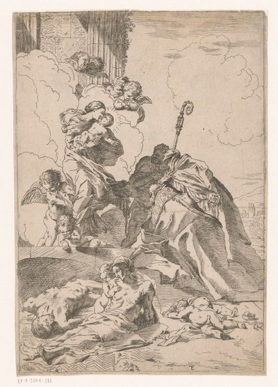 Three Saints as Intercessors for Victims of the Plague by Anonymous