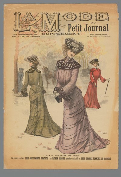 Three Women in City Dresses in Paris by Anonymous