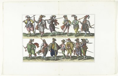 Double Plate with Thirteen Armed Citizens in Uniform According to the Fashion in Antwerp, ca. 1580 by Anonymous