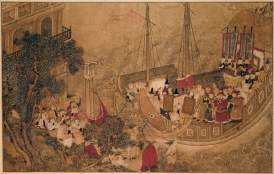 A Chinese Ship Docks at a European Building by Anonymous