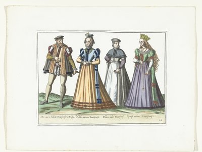 A Man and Three Women Dressed in German Fashion in Danzig, ca. 1580 by Anonymous