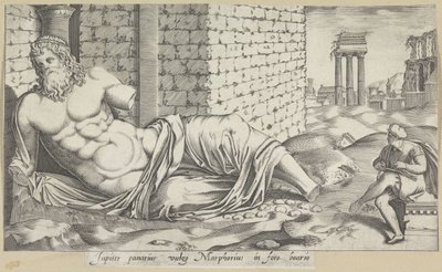 A Draftsman by the Statue of the Tiber (Marforio) by Anonymous