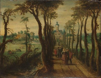 Elegant Company on a Causeway Leading towards a Country-House by Anonymous