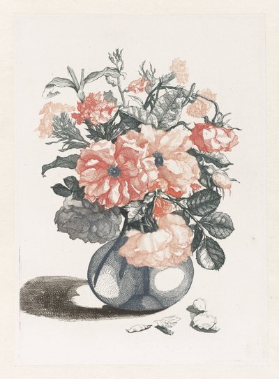 Five Prints of Flowers in Glass Vases by Anonymous