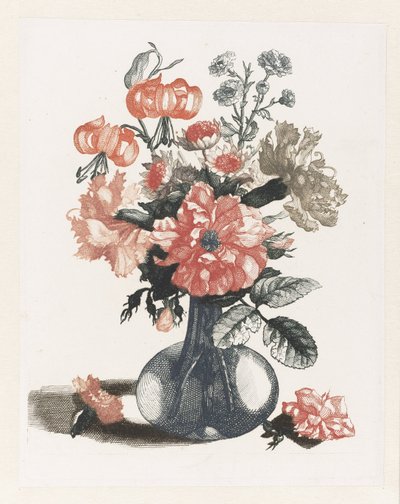 Five Prints of Flowers in Glass Vases by Anonymous