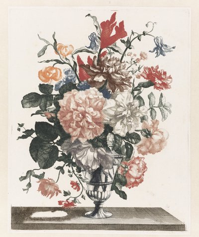 Five Prints of Flowers in Glass Vases by Anonymous