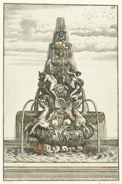 Fountain in the Shape of a Pyramid (Architectura Curiosa Nova) by Anonymous