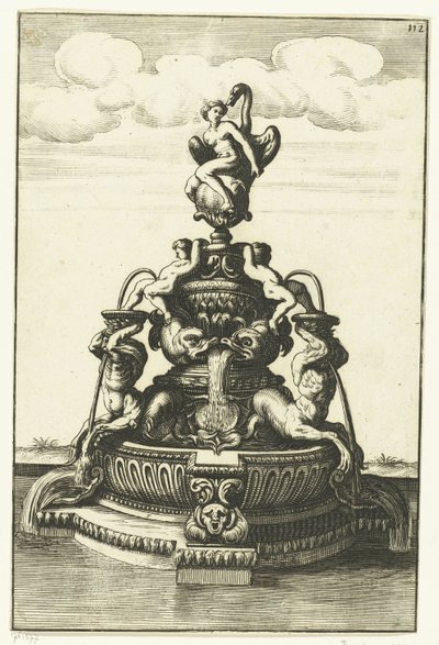 Fountain with Leda and the Swan Architectura Curiosa Nova (series title) by Anonymous