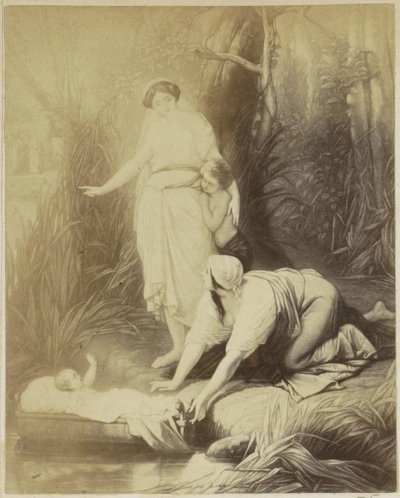 Photoreproduction of a print with Moses in a Basket by Anonymous