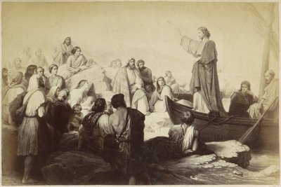 Photoreproduction of (presumably) a print of Jesus preaching from a boat by Anonymous