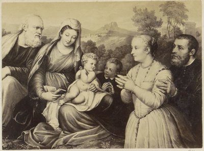 Photoreproduction of (presumably) a print of the Holy Family and founders by Anonymous