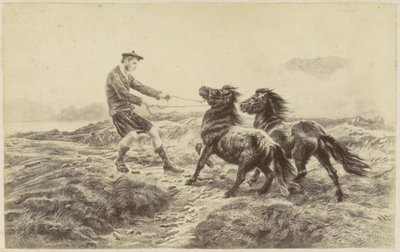 Photoreproduction of a print of a Scottish Man with Two Ponies by Anonymous