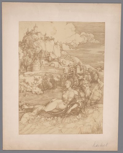 Photo Reproduction of the Engraving Abduction by the Sea Monster by Albrecht Dürer by Anonymous