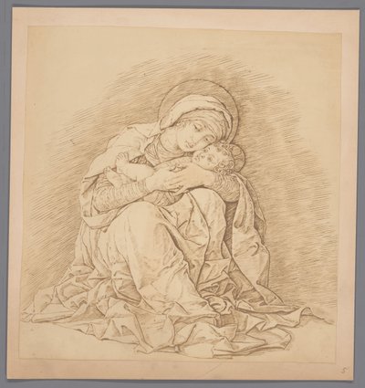 Photoreproduction of the Engraving Seated Madonna with Child by Andrea Mantegna by Anonymous
